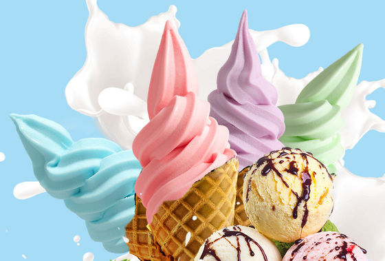 Delizioso gelato in polvere morbido pre-miscelato in giallo o crema con lunga durata di conservazione